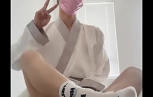 oriental hanfu sissy femboy twink white socks anal and socking cumshot