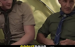Two hot teens with an increment of a scout leader tent merry sex threesome-SCOUTBOYS XXX video