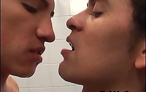 Latin twinks enjoy cumswapping before anal in hammer away go to the powder-room