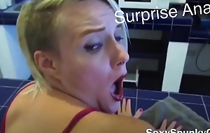 Anal surprise while this babe cleans the kitchen i fuck her ass with no warning