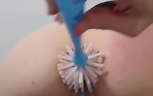 Incredible close hither be useful to her arse being fucked with a be transferred to Gents brush, brutal!
