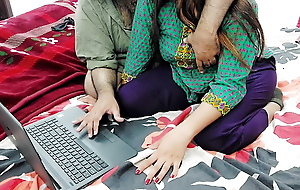 Pakistani Adding machine Teacher Giving Lesson To Beautifull Partisan Elbow Their way Home Beside Hindi Audio