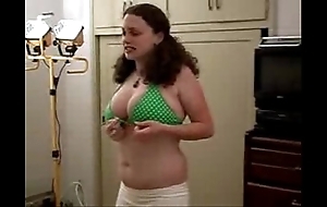 Beamy girl tries essentially bikini